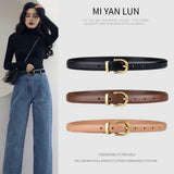 3 Women's PU Leather Belts Skinny Casual Metal Buckle Dress