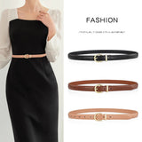 3 Women's PU Leather Belts Skinny Casual Metal Buckle Dress