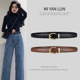 3 Women's PU Leather Belts Skinny Casual Metal Buckle Dress