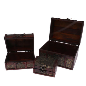 Wooden Vintage Treasure Chest Jewelry Storage Box Organizer
