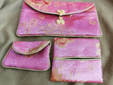 3 Chinese Silk Pouch Wallet Coin Purse Necklace Bags 8''