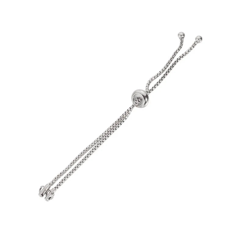 316L Stainless Steel 1.8mm Box Chain Bracelet 11.5cm Bolo Adjustable