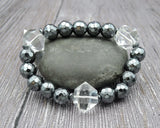 Quartz Point Hematite Bracelet Faceted Beads