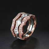 3 Ring Set CZ Stone Wedding Rings For Women
