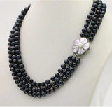 Freshwater Pearl Necklace Chain Floral Buttons Jewelry Women Girl Banquet