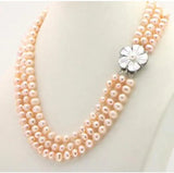 Freshwater Pearl Necklace Chain Floral Buttons Jewelry Women Girl Banquet