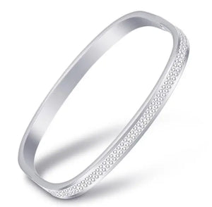 3 Row CZ Crystal Pave Stainless Steel Bracelets for Women