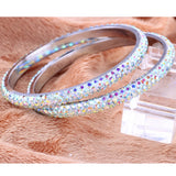 3 Row CZ Crystal Pave Stainless Steel Bracelets for Women