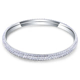 3 Row CZ Crystal Pave Stainless Steel Bracelets for Women