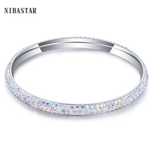 3 Row CZ Crystal Pave Stainless Steel Bracelets for Women