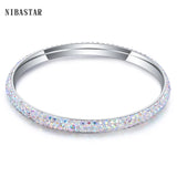 3 Row CZ Crystal Pave Stainless Steel Bracelets for Women