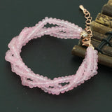 Pink Chalcedony Jades Multilayer Bracelets for Party Weddings