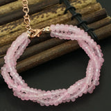 Pink Chalcedony Jades Multilayer Bracelets for Party Weddings
