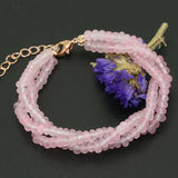 Pink Chalcedony Jades Multilayer Bracelets for Party Weddings