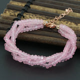 Pink Chalcedony Jades Multilayer Bracelets for Party Weddings