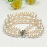 Real Natural Cultured Pearl Bracelet Bangle AAA+