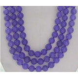 3 Rows 8mm Purple Jade Round Gemstone Beads Necklace