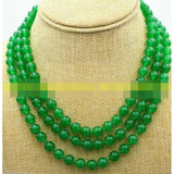 3 Rows 8mm Purple Jade Round Gemstone Beads Necklace