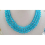 3 Rows 8mm Purple Jade Round Gemstone Beads Necklace
