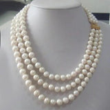 3-Row Akoya Cultured 6-7mm Pearl Necklace Elegant Women's Gift