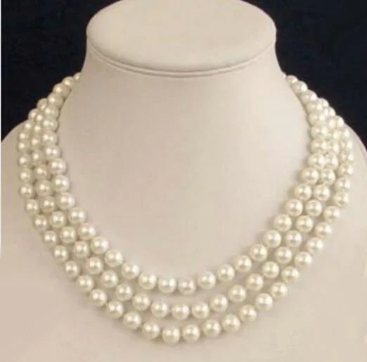 3-Row Akoya Cultured 6-7mm Pearl Necklace Elegant Women's Gift