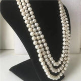 3-Row Akoya Cultured 7-8mm Pearl Necklace Women Giftword Jewelry