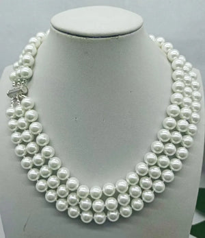 Elegant Shell Pearl Round Bead Necklace 18-20 Inches
