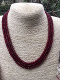 Red Ruby Rondelle Gem Beads Necklace 17-19''