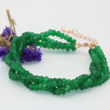 Green Natural Stone Jades Chalcedony Faceted Abacus Beads Bracelet 7.5inch