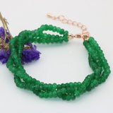 Green Natural Stone Jades Chalcedony Faceted Abacus Beads Bracelet 7.5inch
