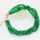 Green Natural Stone Jades Chalcedony Faceted Abacus Beads Bracelet 7.5inch