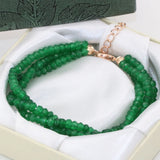 Green Natural Stone Jades Chalcedony Faceted Abacus Beads Bracelet 7.5inch