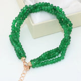 Green Natural Stone Jades Chalcedony Faceted Abacus Beads Bracelet 7.5inch