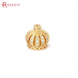 24K Brass Zircon Crown Beads Caps Tassel Caps Jewelry Making Supplies
