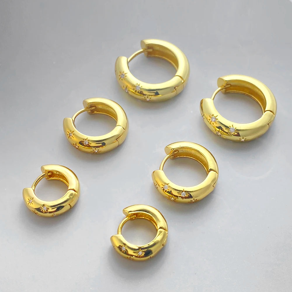 3 Size Star Round Hoop Earrings for Women Geometric Dangle Earrings