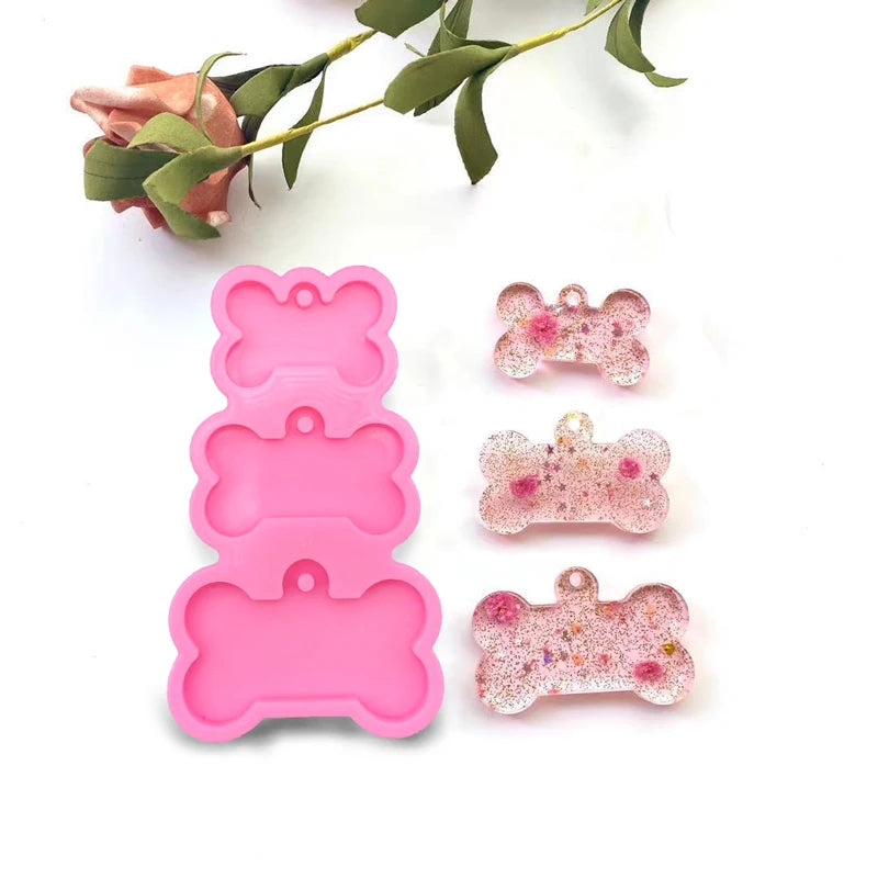 Dog Tag Bone Silicone Molds for DIY Keychain Craft