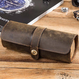 3-Slot Leather Watch Roll Travel Case Display Box