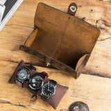 3-Slot Leather Watch Roll Travel Case Display Box