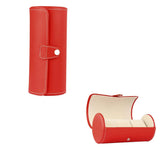 3 Slots Round Watch Case PU Leather Velvet Jewelry Storage Box