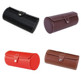 3 Slots Round Watch Case PU Leather Velvet Jewelry Storage Box