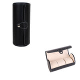 3 Slots Round Watch Case PU Leather Velvet Jewelry Storage Box