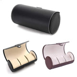 3 Slots Round Watch Case PU Leather Velvet Jewelry Storage Box