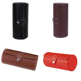 3 Slots Round Watch Case PU Leather Velvet Jewelry Storage Box
