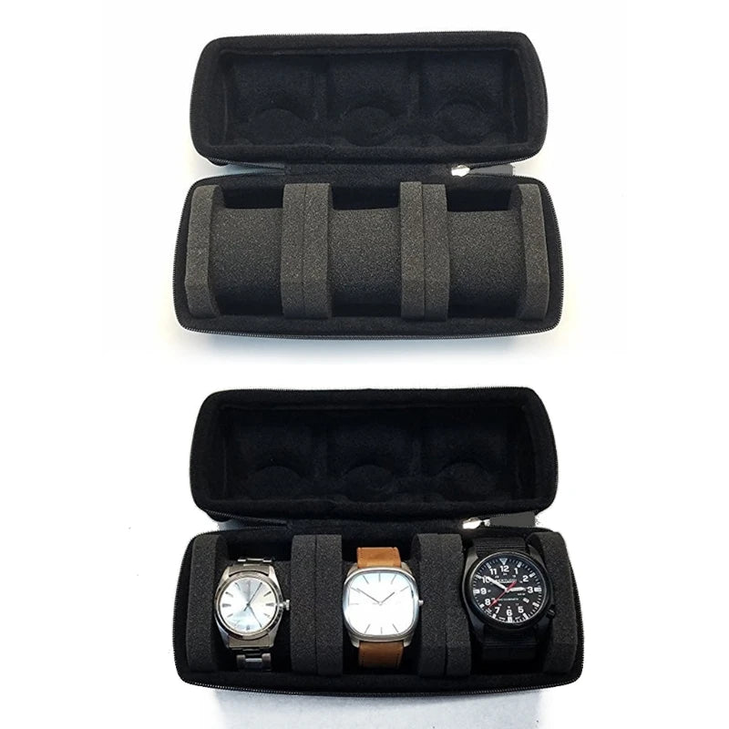 3 Slot Travel Watch Organizer Case Roll Watch Storage Pouch