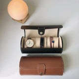 3 Slot Watch Roll Travel Box Brown PU Storage