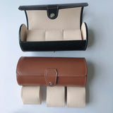3 Slot Watch Roll Travel Box Brown PU Storage