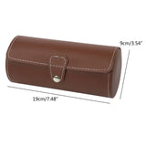 3 Slots Watch Roll Travel Case Portable Leather Watch Storage Box