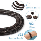 3 Strands 5 8 10mm Brown Coconut Spacer Beads for DIY Jewelry Making