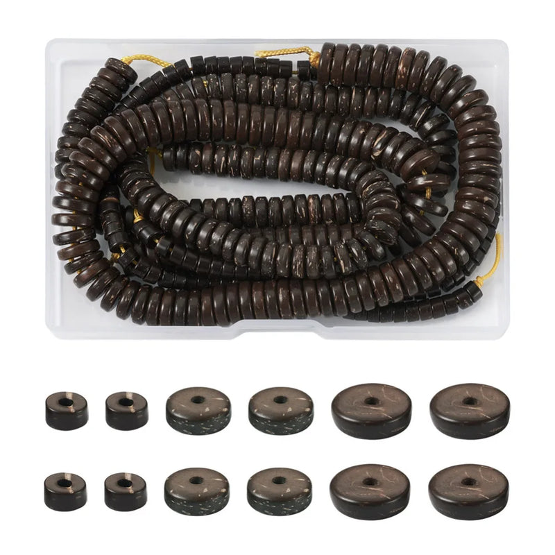 3 Strands 5 8 10mm Brown Coconut Spacer Beads for DIY Jewelry Making