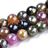 3 Strands Electroplate Faceted Agates Stone Round Beads for DIY Bracelets